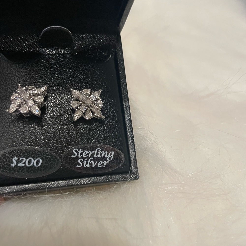 NWT Sterling Silver Diamond Earrings! 1/10 CTTW